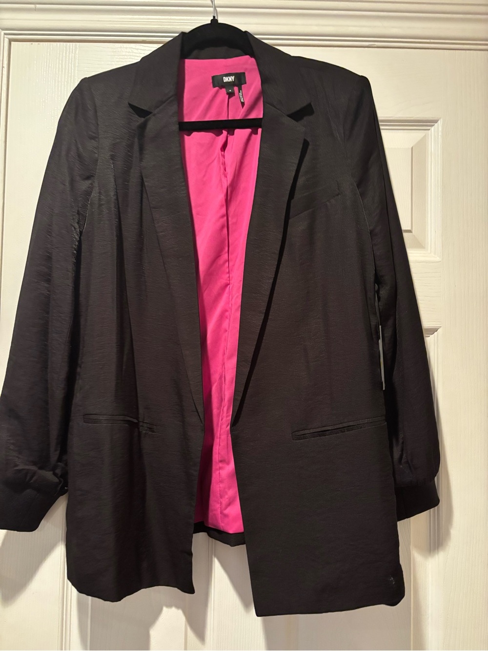 DKNY Black Blazer with Bright Pink Lining size M